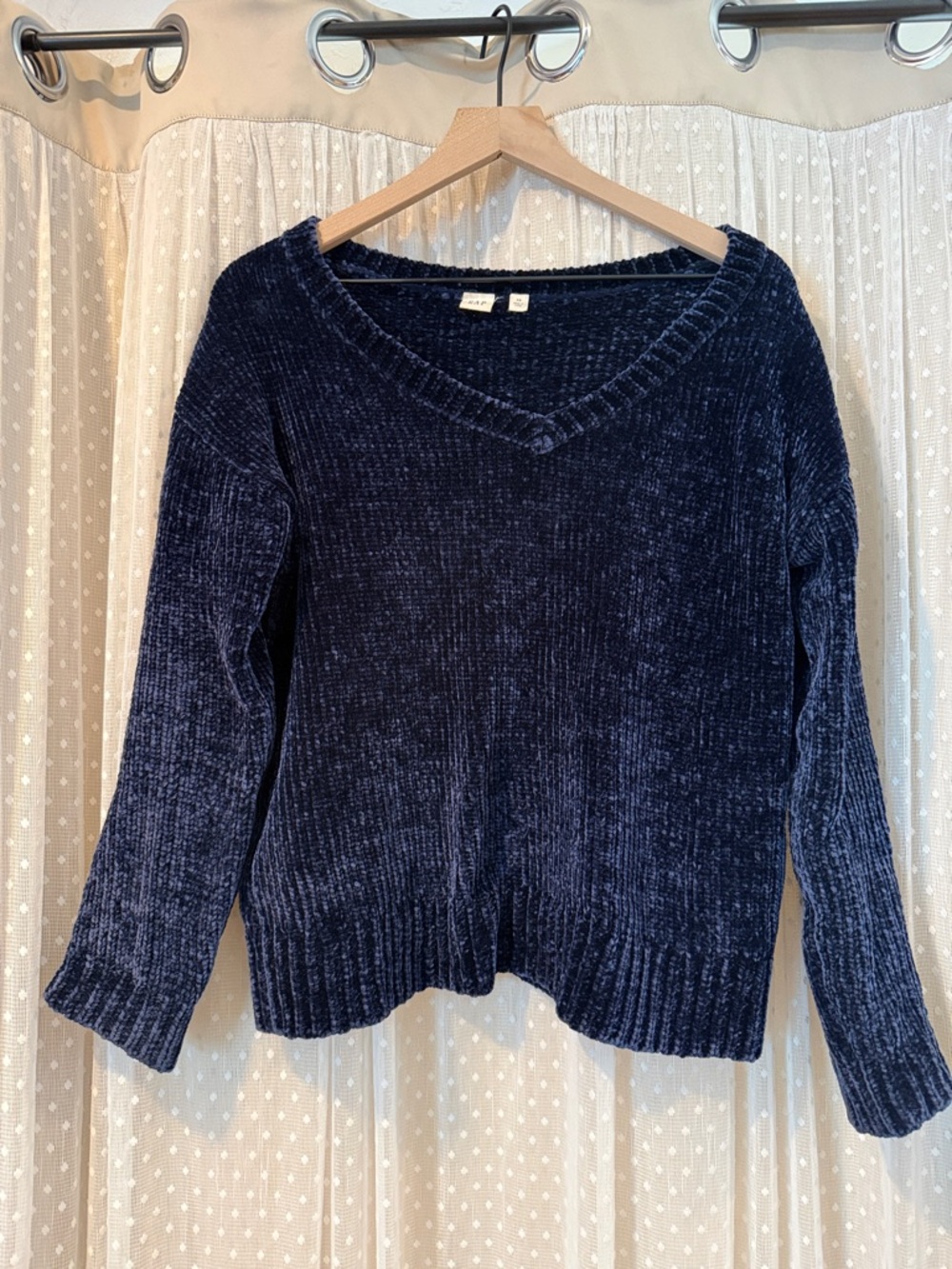 GAP Navy V-Neck Chenille Sweater